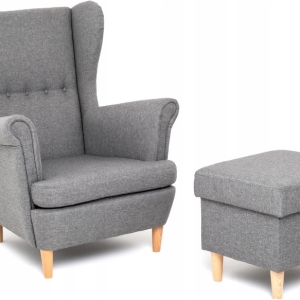 Fotel USZAK Styl Skandynawski z podnóżkiem